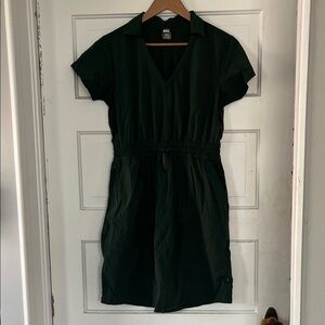 REI Forest Green Collared Mini Dress